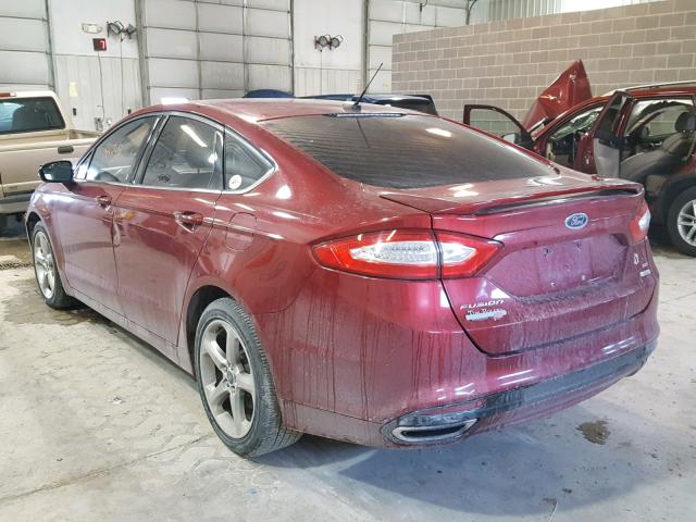 3FA6P0H93DR378947 - 2013 FORD FUSION SE BURGUNDY photo 3