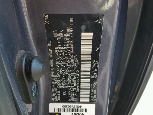 5TDZA23CX6S544341 - 2006 TOYOTA SIENNA CE BLUE photo 10