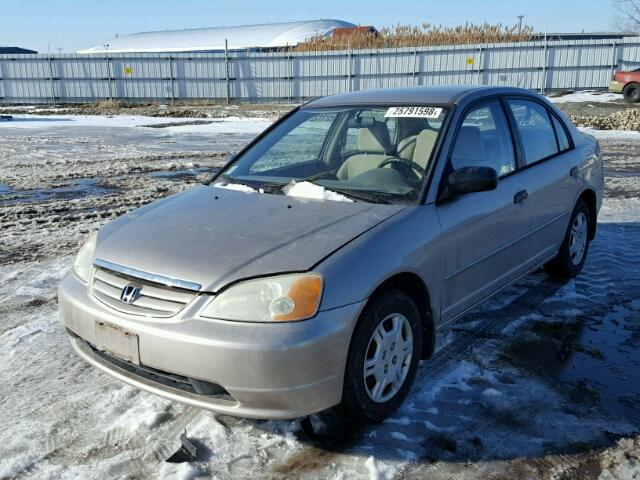 1HGES16521L040087 - 2001 HONDA CIVIC LX TAN photo 2