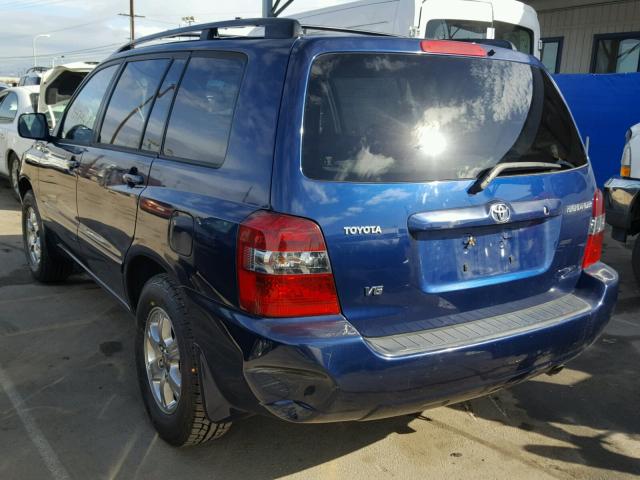 JTEDP21A160103495 - 2006 TOYOTA HIGHLANDER BLUE photo 3