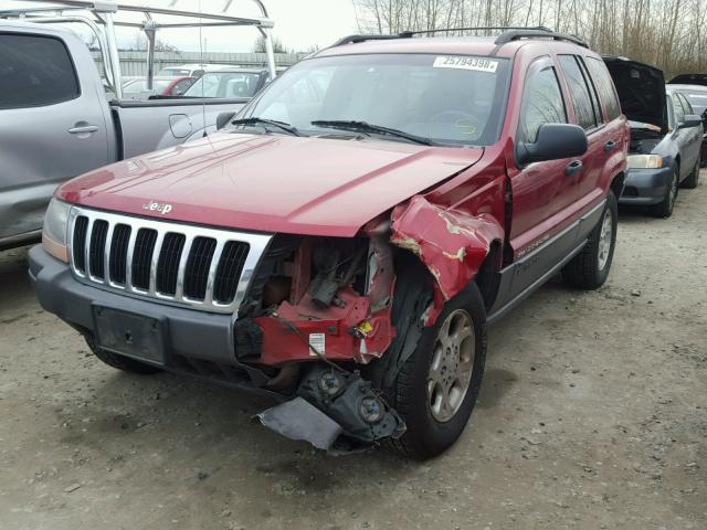 1J4GW48S21C727001 - 2001 JEEP GRAND CHER RED photo 2