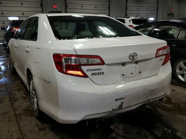 4T4BF1FK9CR221200 - 2012 TOYOTA CAMRY BASE WHITE photo 3