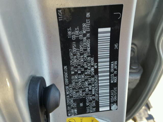 JTEDP21A350056565 - 2005 TOYOTA HIGHLANDER SILVER photo 10