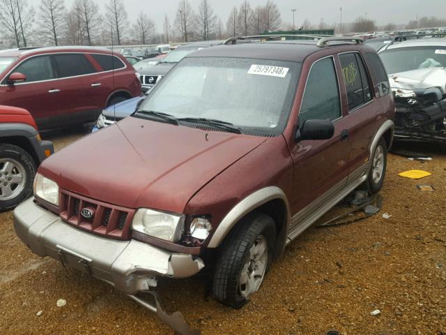 KNDJB723825141080 - 2002 KIA SPORTAGE MAROON photo 2