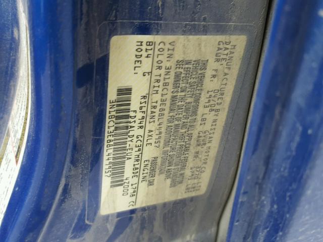 3N1BC13E88L449957 - 2008 NISSAN VERSA S BLUE photo 10