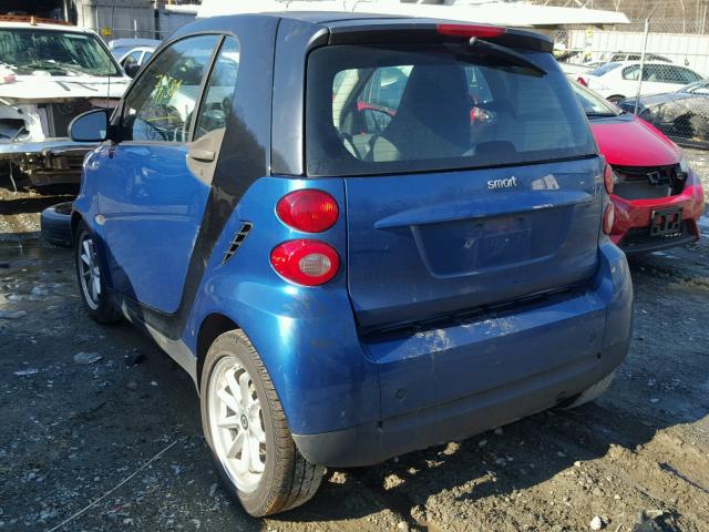 WMEEJ31X69K265508 - 2009 SMART FORTWO PUR BLUE photo 3