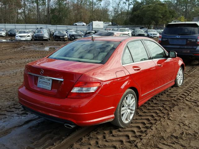 WDDGF54X89R079174 - 2009 MERCEDES-BENZ C 300 RED photo 4