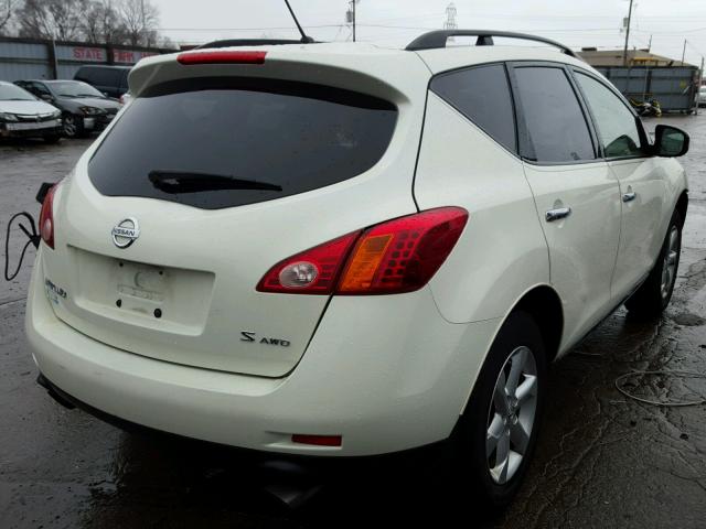 JN8AZ18W99W126168 - 2009 NISSAN MURANO S WHITE photo 4