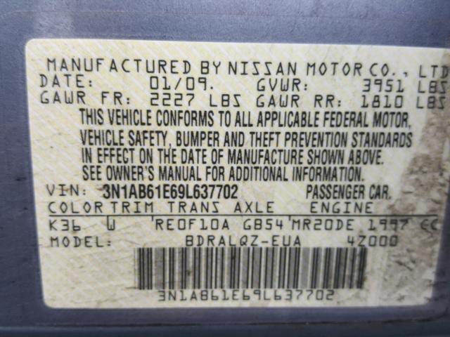 3N1AB61E69L637702 - 2009 NISSAN SENTRA 2.0 GRAY photo 10