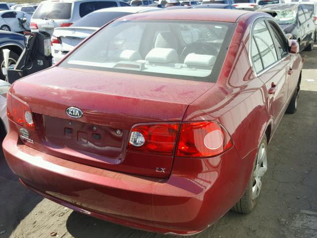 KNAGE123275140851 - 2007 KIA OPTIMA LX RED photo 4