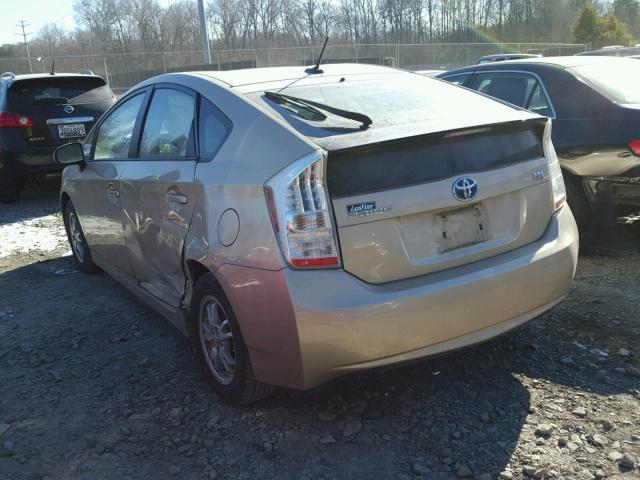 JTDKN3DU2A0029784 - 2010 TOYOTA PRIUS TAN photo 3