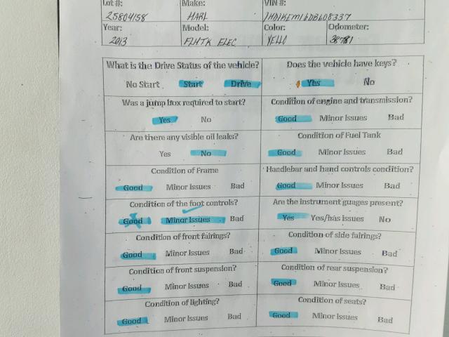 1HD1KEM16DB608337 - 2013 HARLEY-DAVIDSON FLHTK ELEC 黄色 照片 20