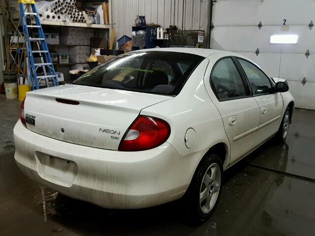 1B3ES46C72D634038 - 2002 DODGE NEON SE WHITE photo 4