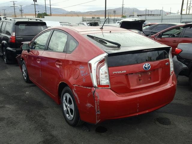 JTDKN3DU2F0449178 - 2015 TOYOTA PRIUS RED photo 3