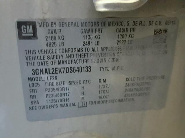 3GNAL2EK7DS640133 - 2013 CHEVROLET CAPTIVA LS 银色 照片 10