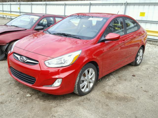 KMHCU4AE3EU590886 - 2014 HYUNDAI ACCENT GLS RED photo 2