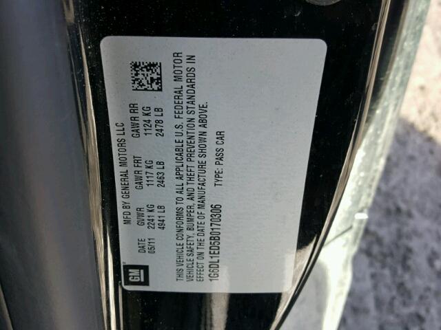 1G6DL1ED5B0170306 - 2011 CADILLAC CTS PERFOR أسود صورة 10