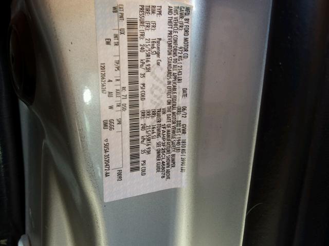 1FAHP3F25CL468078 - 2012 FORD FOCUS SE SILVER photo 10