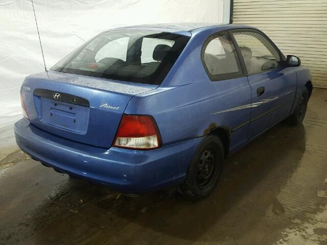 KMHCF35G31U136406 - 2001 HYUNDAI ACCENT L BLUE photo 4