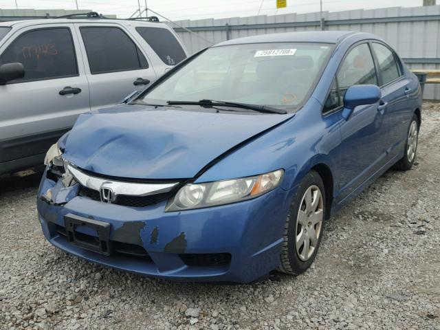 1HGFA16569L011467 - 2009 HONDA CIVIC LX BLUE photo 2