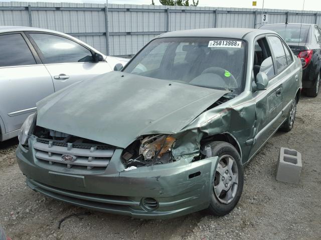 KMHCG45C04U541062 - 2004 HYUNDAI ACCENT GL GREEN photo 2