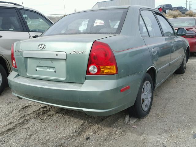 KMHCG45C04U541062 - 2004 HYUNDAI ACCENT GL GREEN photo 4