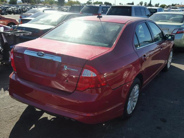 3FADP0L34CR365441 - 2012 FORD FUSION HYB RED photo 4