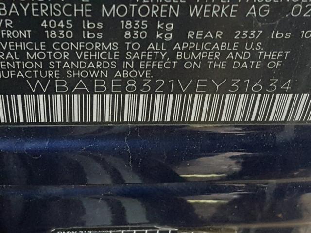 WBABE8321VEY31634 - 1997 BMW 318 IS AUT BLUE photo 10