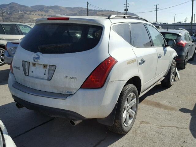 JN8AZ08W97W620313 - 2007 NISSAN MURANO SL WHITE photo 4