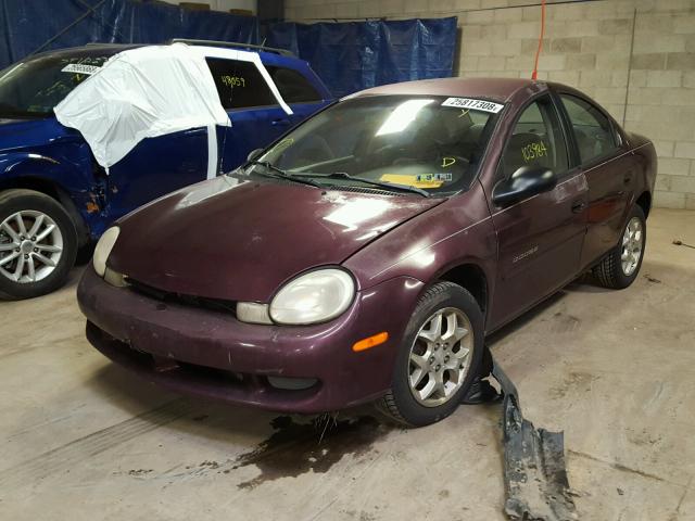 1B3ES46C0YD804586 - 2000 DODGE NEON BASE PURPLE photo 2