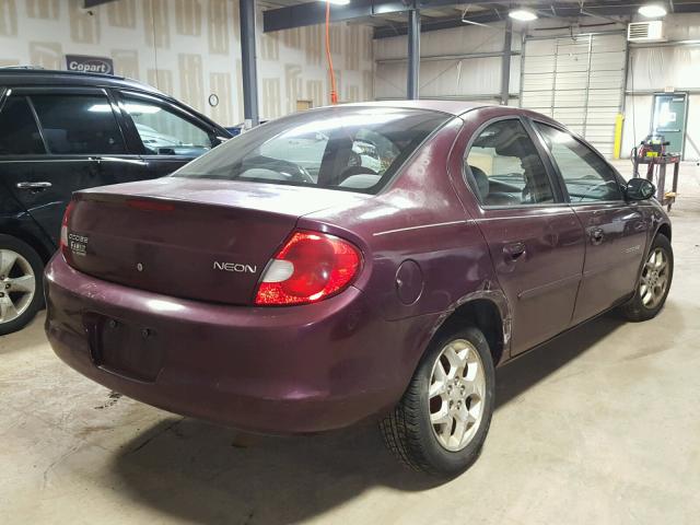 1B3ES46C0YD804586 - 2000 DODGE NEON BASE PURPLE photo 4