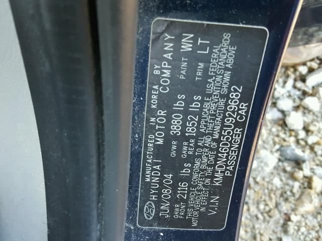 KMHDN46D55U929682 - 2005 HYUNDAI ELANTRA GL BLUE photo 10