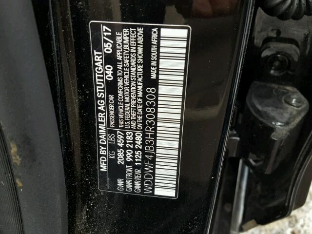 WDDWF4JB3HR308308 - 2017 MERCEDES-BENZ C 300 BLACK photo 10