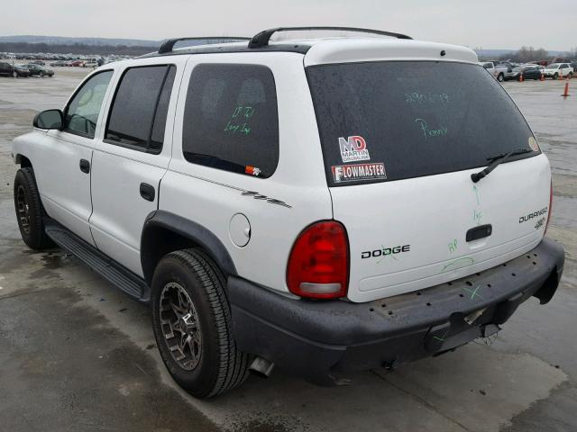 1D4HR38N93F620330 - 2003 DODGE DURANGO SP WHITE photo 3