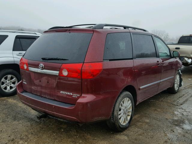 5TDBK22C88S018583 - 2008 TOYOTA SIENNA XLE RED photo 4