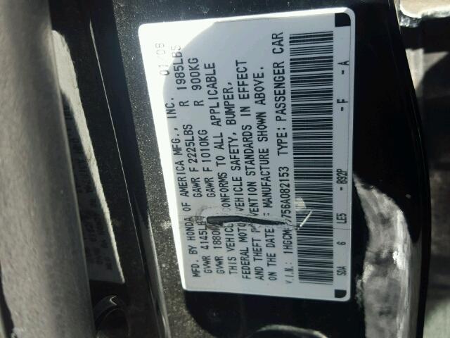 1HGCM56756A082153 - 2006 HONDA ACCORD EX BLACK photo 10