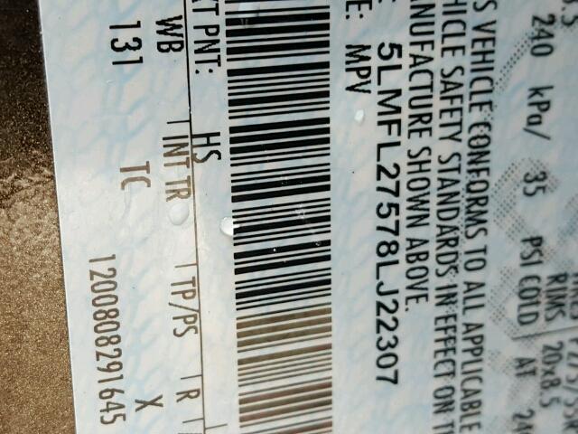 5LMFL27578LJ22307 - 2008 LINCOLN NAVIGATOR GOLD photo 10