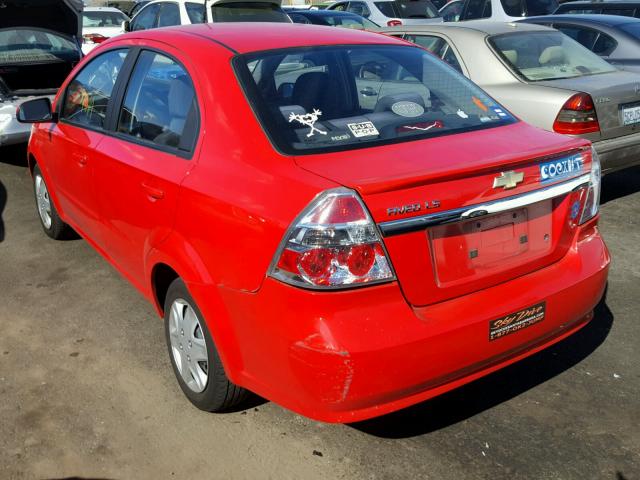 KL1TD56E99B656871 - 2009 CHEVROLET AVEO LS RED photo 3