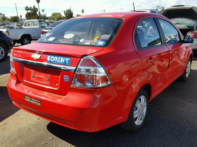 KL1TD56E99B656871 - 2009 CHEVROLET AVEO LS RED photo 4