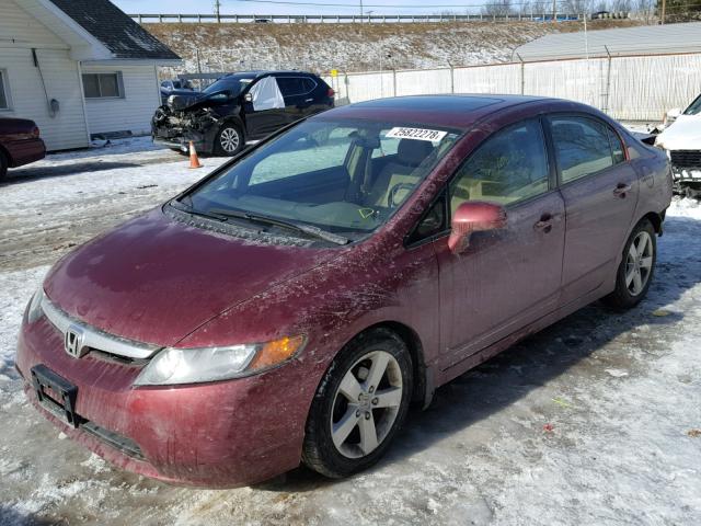 1HGFA16806L074263 - 2006 HONDA CIVIC EX RED photo 2