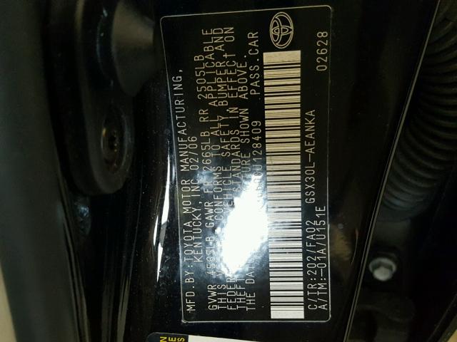 4T1BK36B06U128409 - 2006 TOYOTA AVALON XL BLACK photo 10