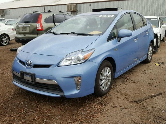 JTDKN3DP5E3055892 - 2014 TOYOTA PRIUS PLUG BLUE photo 2