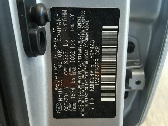 KMHCU4AE5EU595443 - 2014 HYUNDAI ACCENT GLS SILVER photo 10