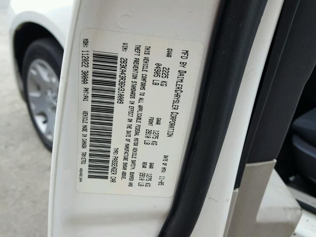 2B3KA43R36H310009 - 2006 DODGE CHARGER SE WHITE photo 10