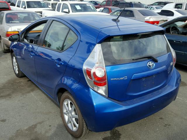 JTDKDTB39D1040230 - 2013 TOYOTA PRIUS C BLUE photo 3