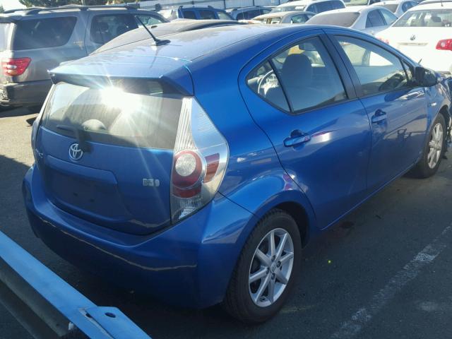 JTDKDTB39D1040230 - 2013 TOYOTA PRIUS C BLUE photo 4