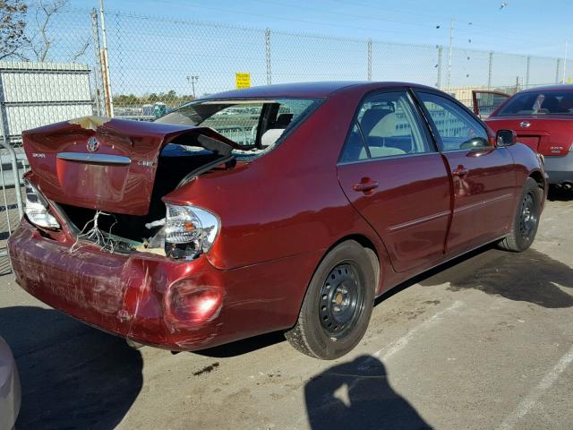 4T1BE32K82U571432 - 2002 TOYOTA CAMRY LE RED photo 4