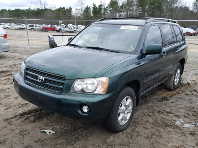 JTEHF21A320066450 - 2002 TOYOTA HIGHLANDER GREEN photo 2