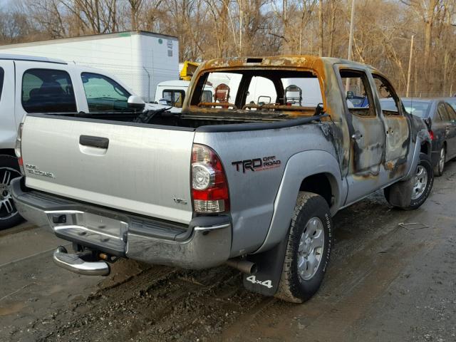 3TMLU4EN8DM131256 - 2013 TOYOTA TACOMA DOU SILVER photo 4