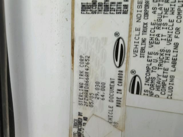 2FZHAWDA66AV47652 - 2006 STERLING TRUCK LT 8500 WHITE photo 10
